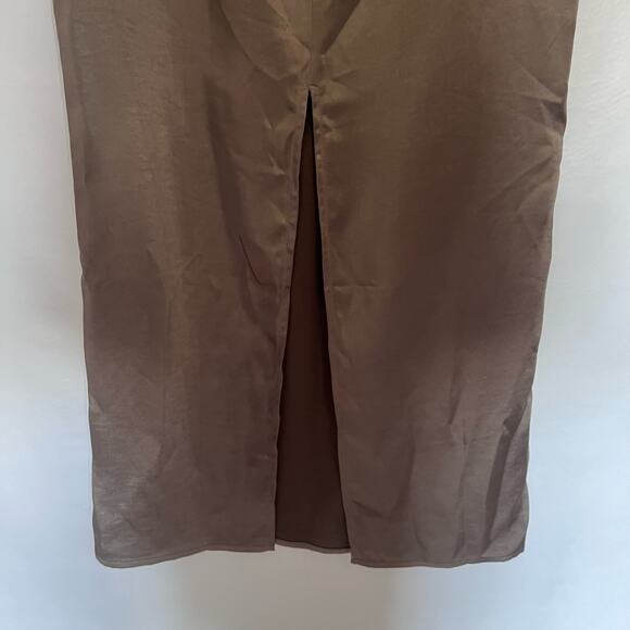 Motel Satin Maxi Slip Skirt Sz M Olive Y2K Whimsigoth Indie Sleaze Satin Grunge - Picture 7 of 14